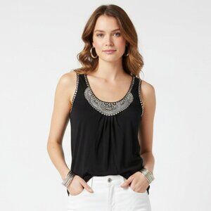 Mossimo Dutti Black Embellished Sleeveless Tank Top M